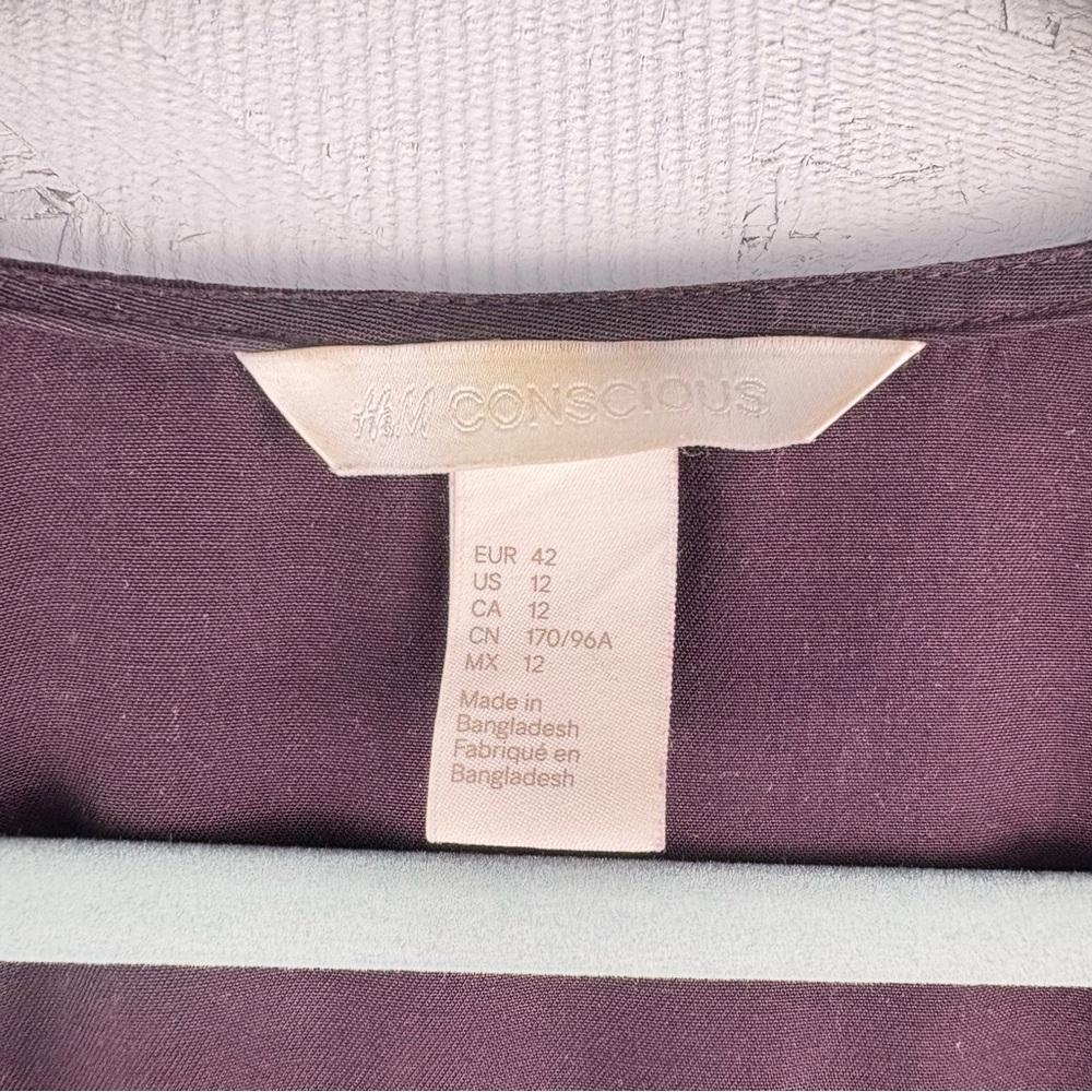 H&M Conscious Lyocell Eggplant Open Front Cardigan Jacket With Pockets Sz 12 - Picture 9 of 11